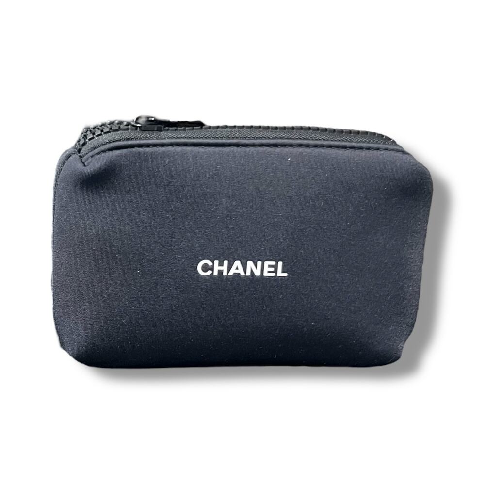 Chanel Beaute Black Neoprene Cosmetic Makeup Bag Pouch - Picture 2 of 8